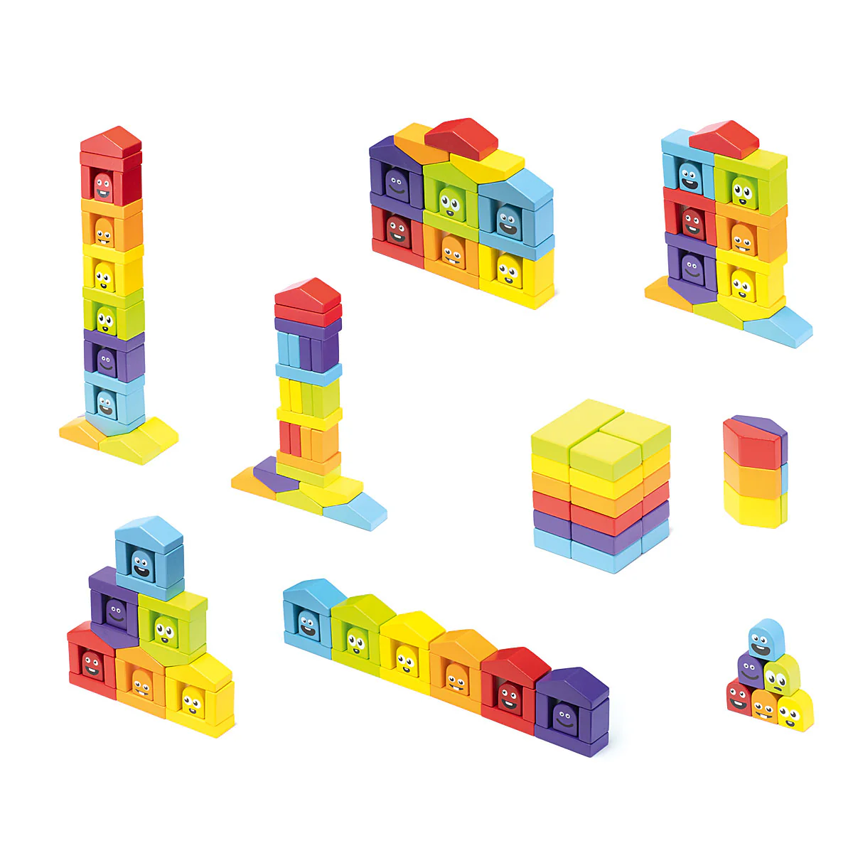 Cubika Wooden Construction Set Colorful Houses - Image 4