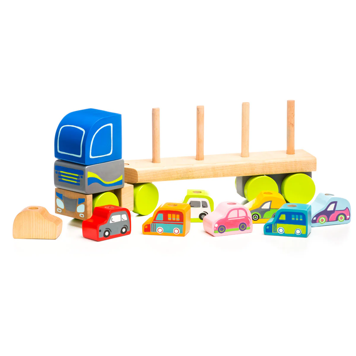 Cubika Wooden Truck with Cars - Image 3
