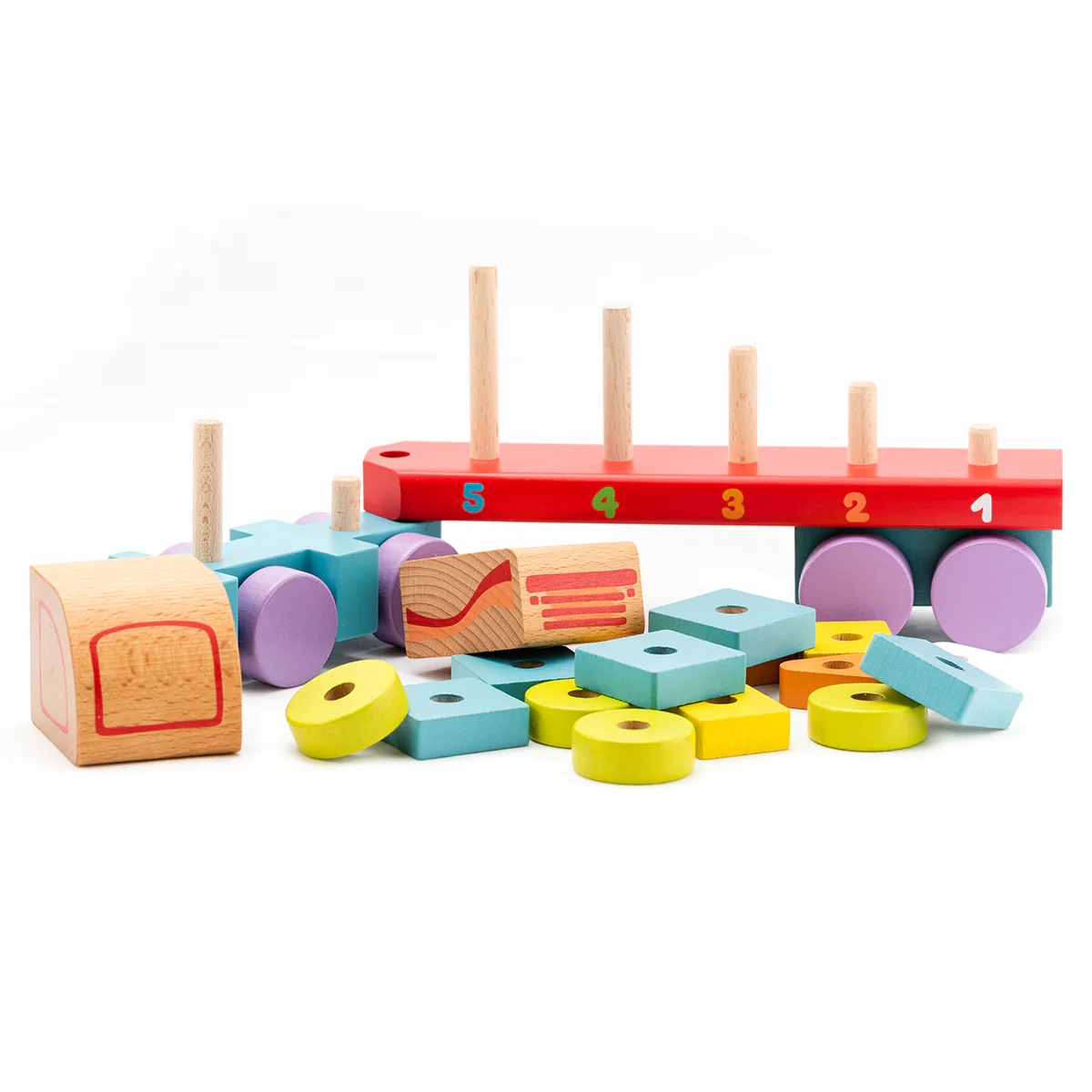 Cubika Wooden Truck with Geometric Figures - Image 3