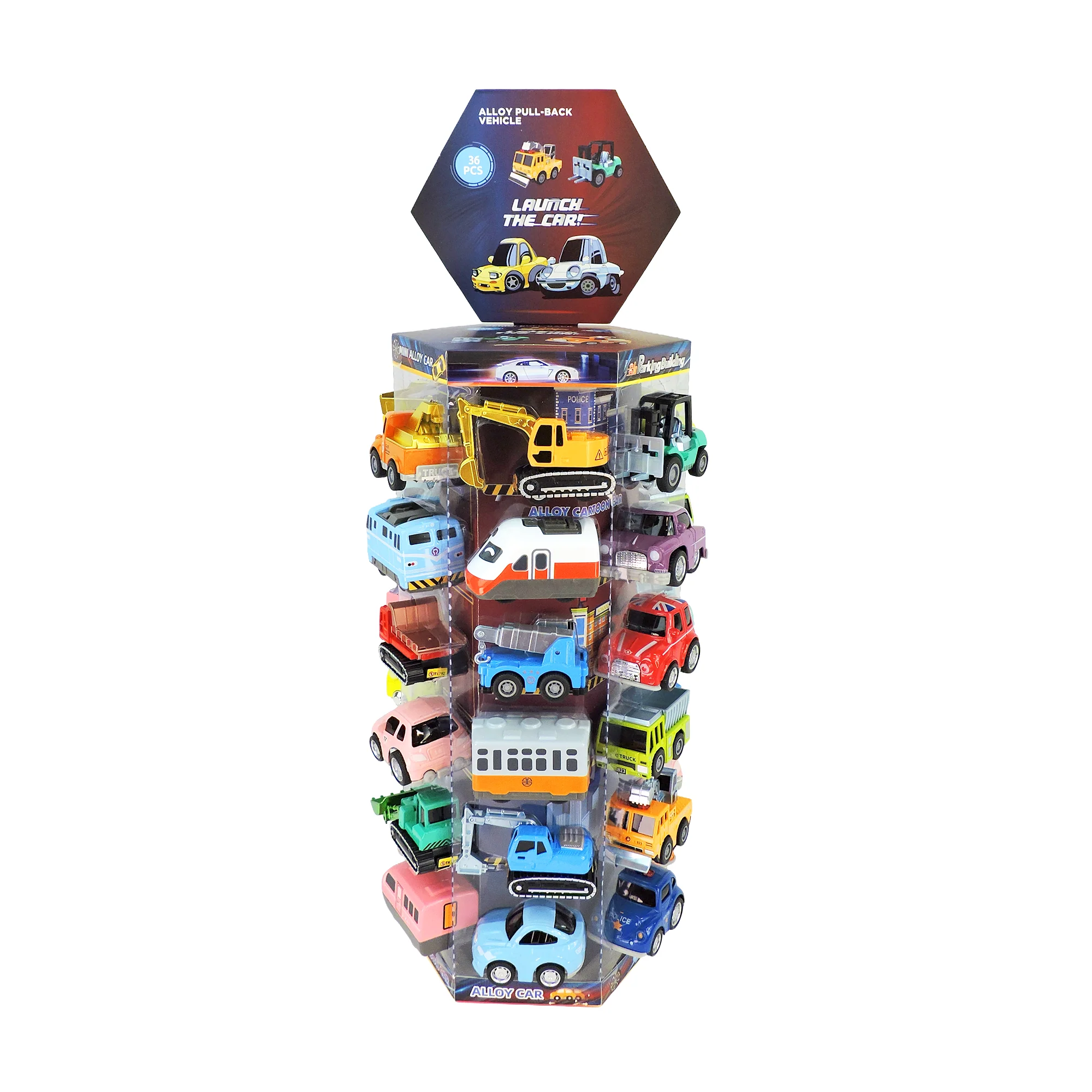 Alloy Alley Lrg. Diecast P/B Vehicle Tower Display Asst. 36ct