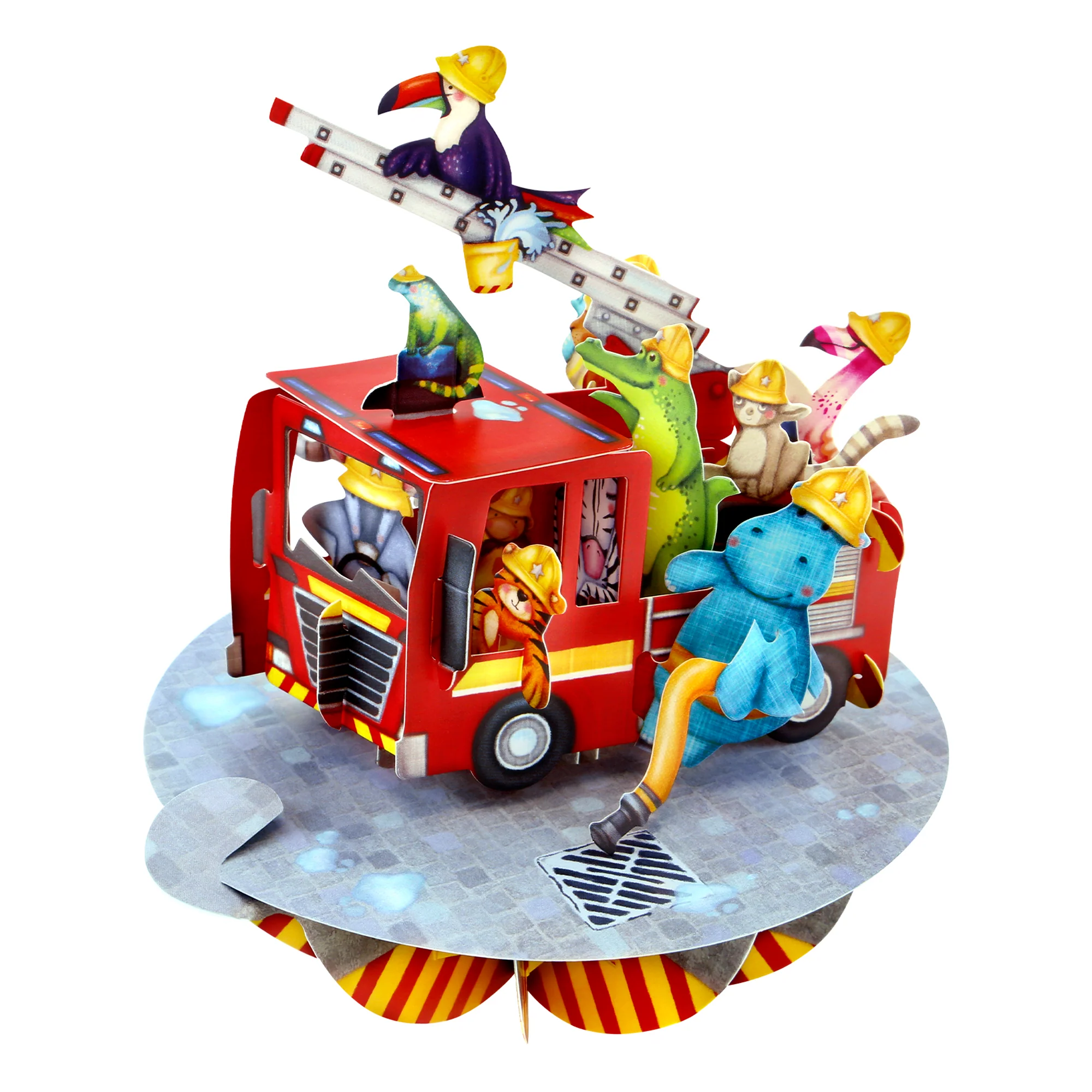 Santoro Pirouette Card: Animal Fire Truck - Image 2