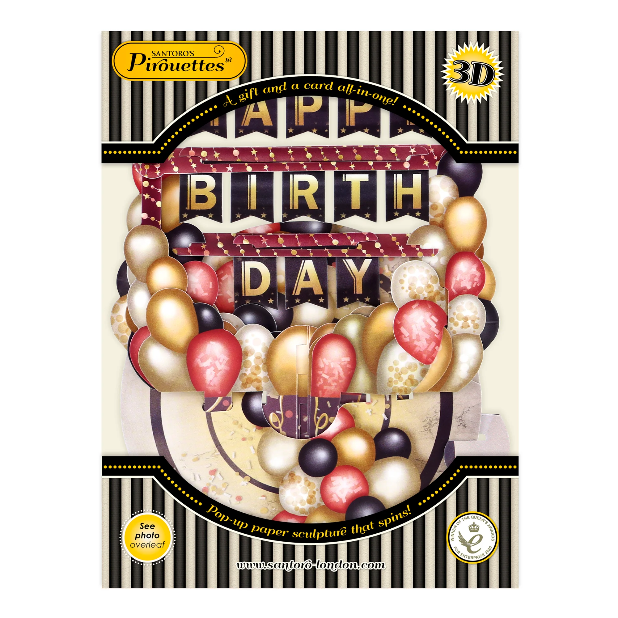 Santoro Pirouette Card: Birthday Balloons