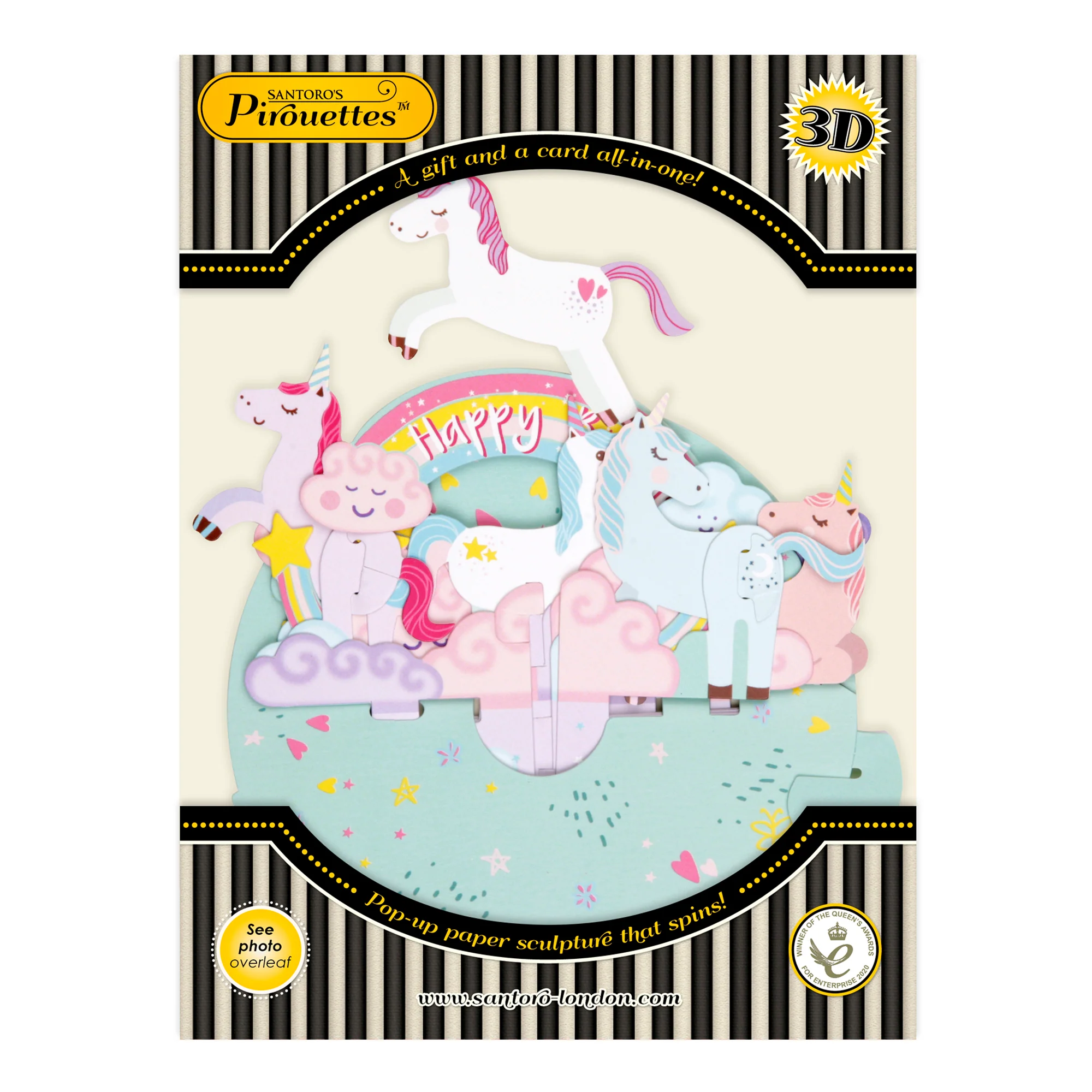 Santoro Pirouette Card: Birthday Unicorn