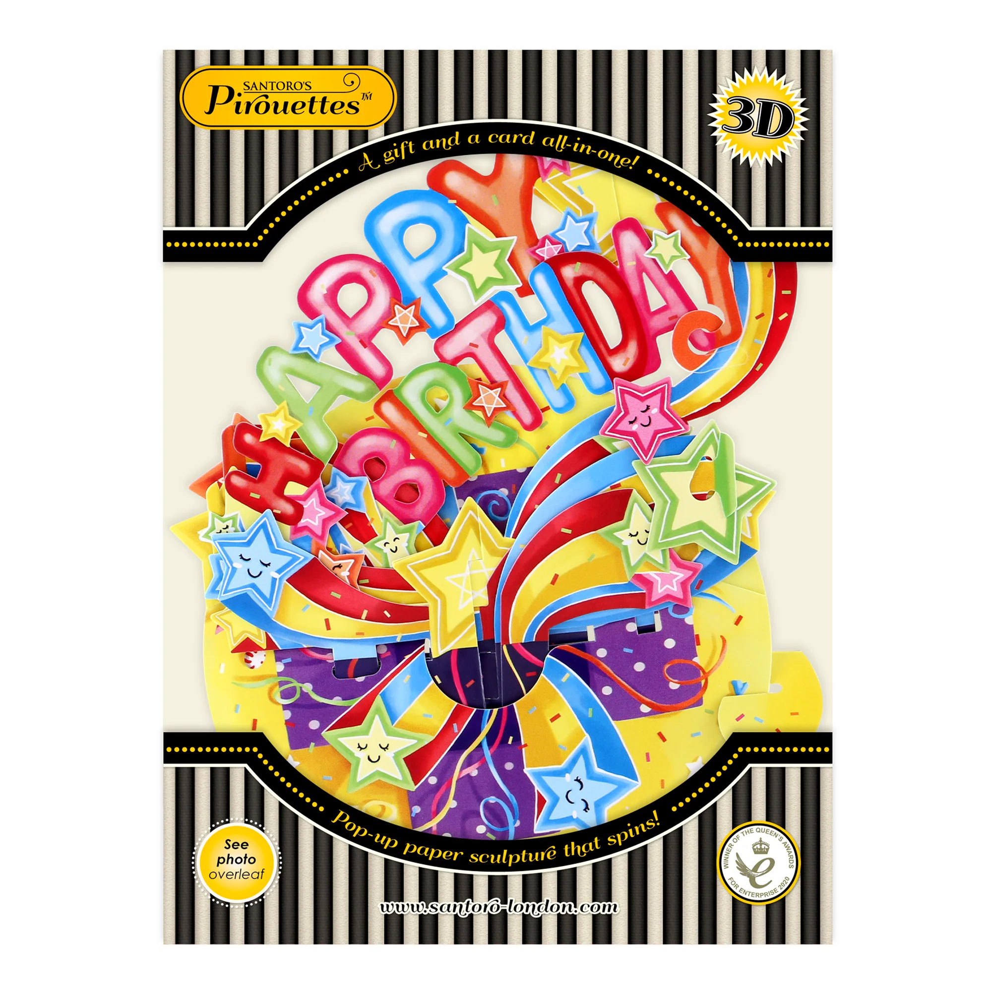 Santoro Pirouette Card: Happy Birthday Shooting Stars