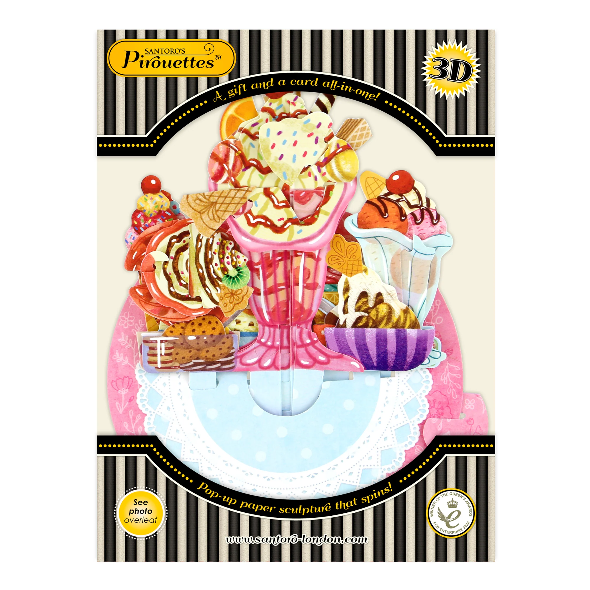 Santoro Pirouette Card: Ice Cream Sundaes