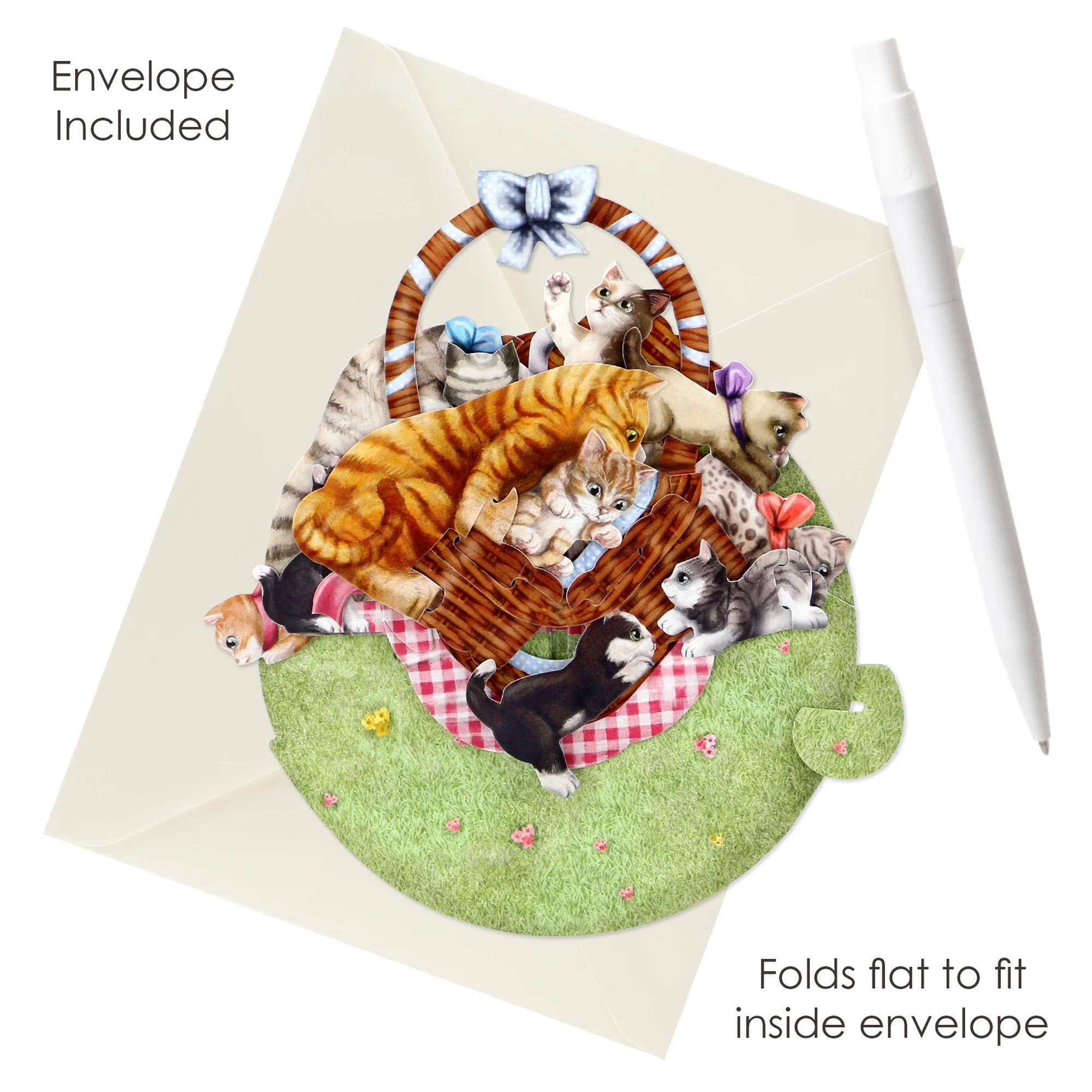 Santoro Pirouette Card: Kittens in a Basket - Image 4